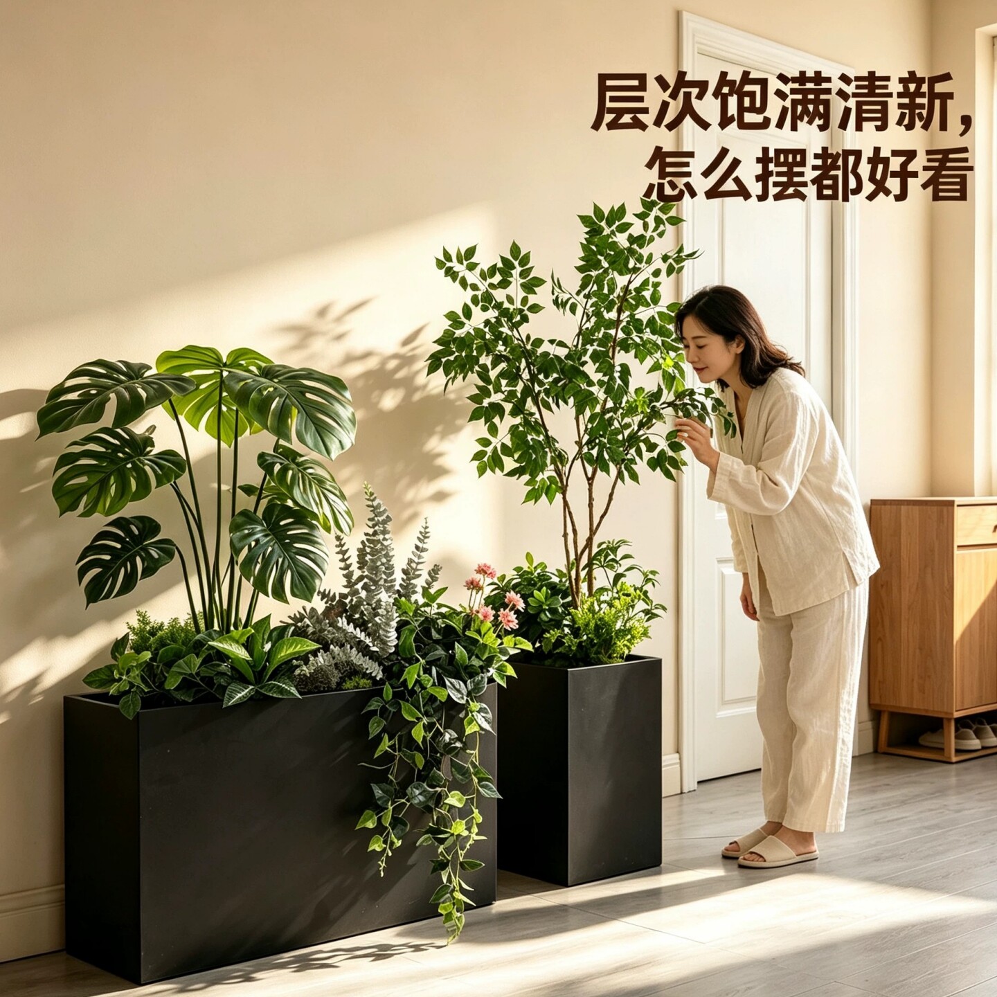 仿真植物盆景组合花箱绿植隔断