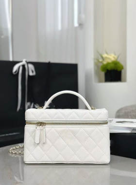白色菱格盒子包女高质感时尚手提包休闲简约风单肩包
