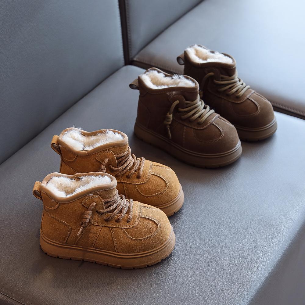 女童大头雪地靴加绒加厚冬短靴子