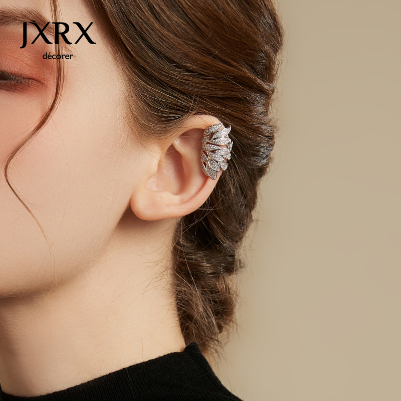 JXRX银色树叶耳骨夹女高级感