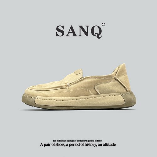 外贸一脚蹬懒人鞋透气防滑帆布鞋