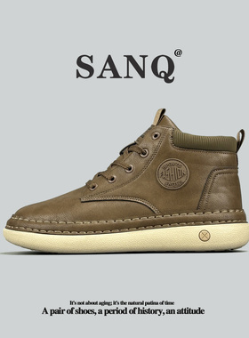 外贸英国单马丁靴全皮面防水中帮皮靴户外徒步越野工装靴防滑男鞋