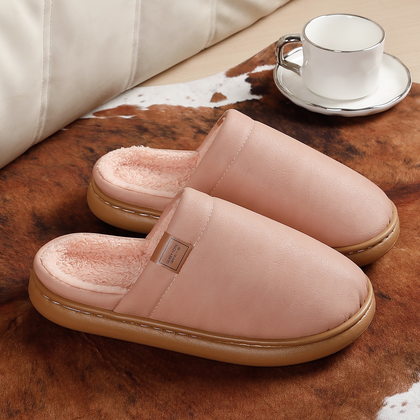 踩屎感棉拖鞋女士秋冬季2025新款室内家居防滑毛绒保暖地板棉拖男