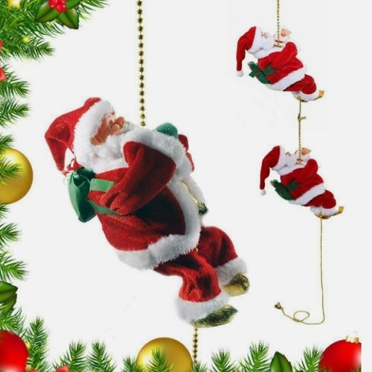 2023新款电动光纤爬珠圣诞老人蓝衣红衣爬珠抖臀儿童玩具橱窗装饰