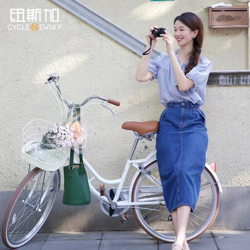 极速纽斯加24寸淑女少女女生成人女士亲J子自行车田园风简约变速
