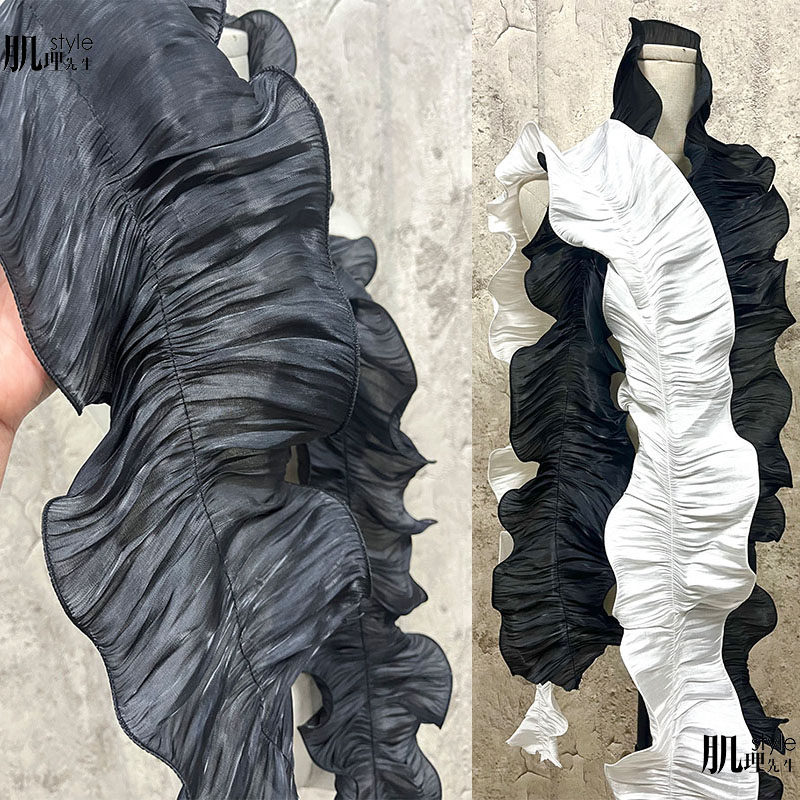 15cm 荷叶大波浪立体压褶花边亮光婚纱礼服辅料手工diy设计师布料