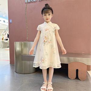 女童夏季连衣裙2024夏款时髦公主裙女宝宝旗袍裙新款洋气女孩汉服