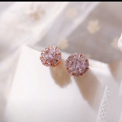 时来运转可旋转耳钉女925银针微镶锆石耳环高级感气质百搭耳饰女