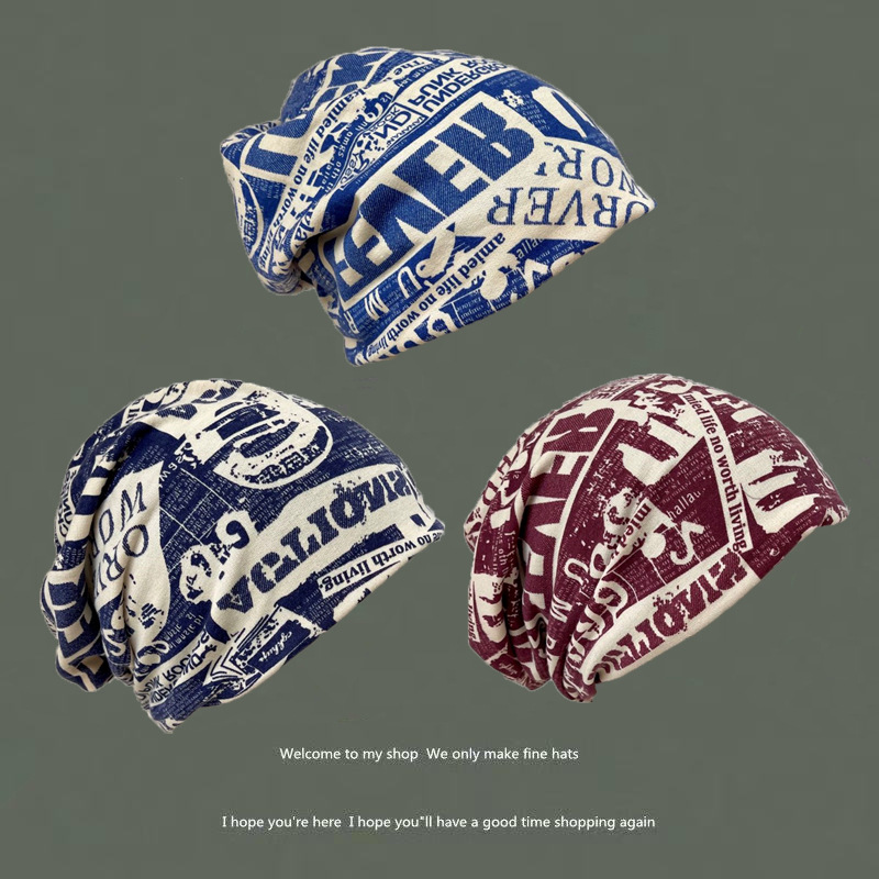 网红炸街帽子女韩版复古懒人头巾潮堆堆帽四季可戴欧美时髦包头帽