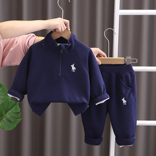 五小七童装2025春秋新款0-4岁中小童男童女童字母人马卫衣两件套