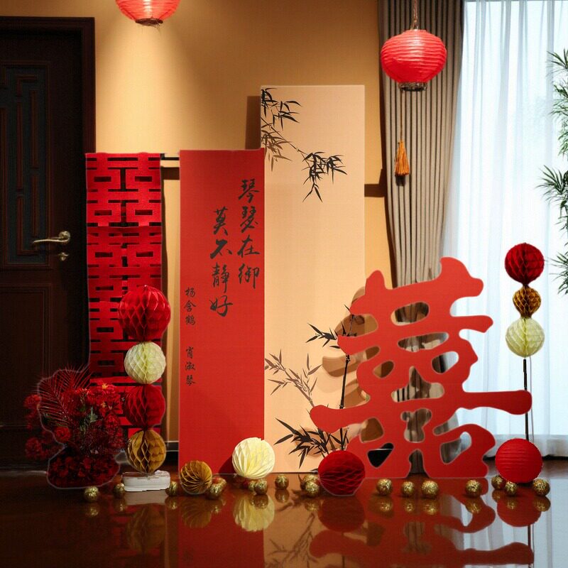 订婚布置装饰kt板结婚出阁宴背景