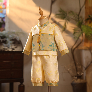 宝宝周岁礼服男春季 男宝一周岁生日宴抓周衣服男童中国风 2025新款