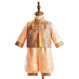 周岁礼服男宝中式夏季儿童唐装宝宝抓周衣服一岁男童拜年服汉服夏