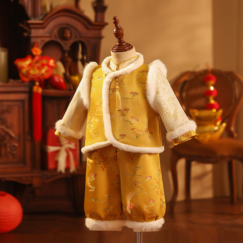 卓越江南男童拜年服新中式加厚冬