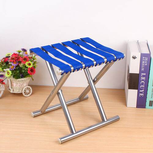 Folding Stool, Metal Folding Round Tube Stool, Portable Camp