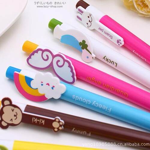 W5027 Supplies Korean Stationery Ballpoint Pens, 6 Designs,