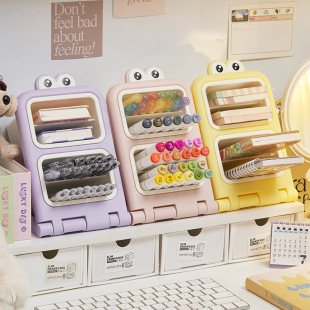 学生笔筒大容量文具收纳盒男女孩书桌整理神器儿童书房斜插式笔架