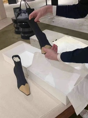 真皮高跟尖头短靴女2025春秋季新款加绒拼接欧美弹力瘦瘦靴裸靴子