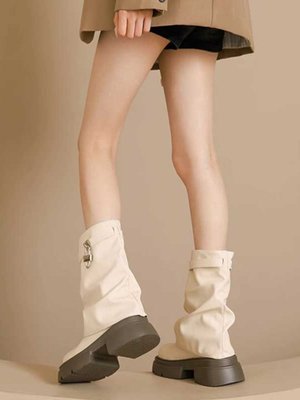 GG。厚底靴子女马丁靴2024年春秋新款堆堆裤管靴休闲百搭短靴软底