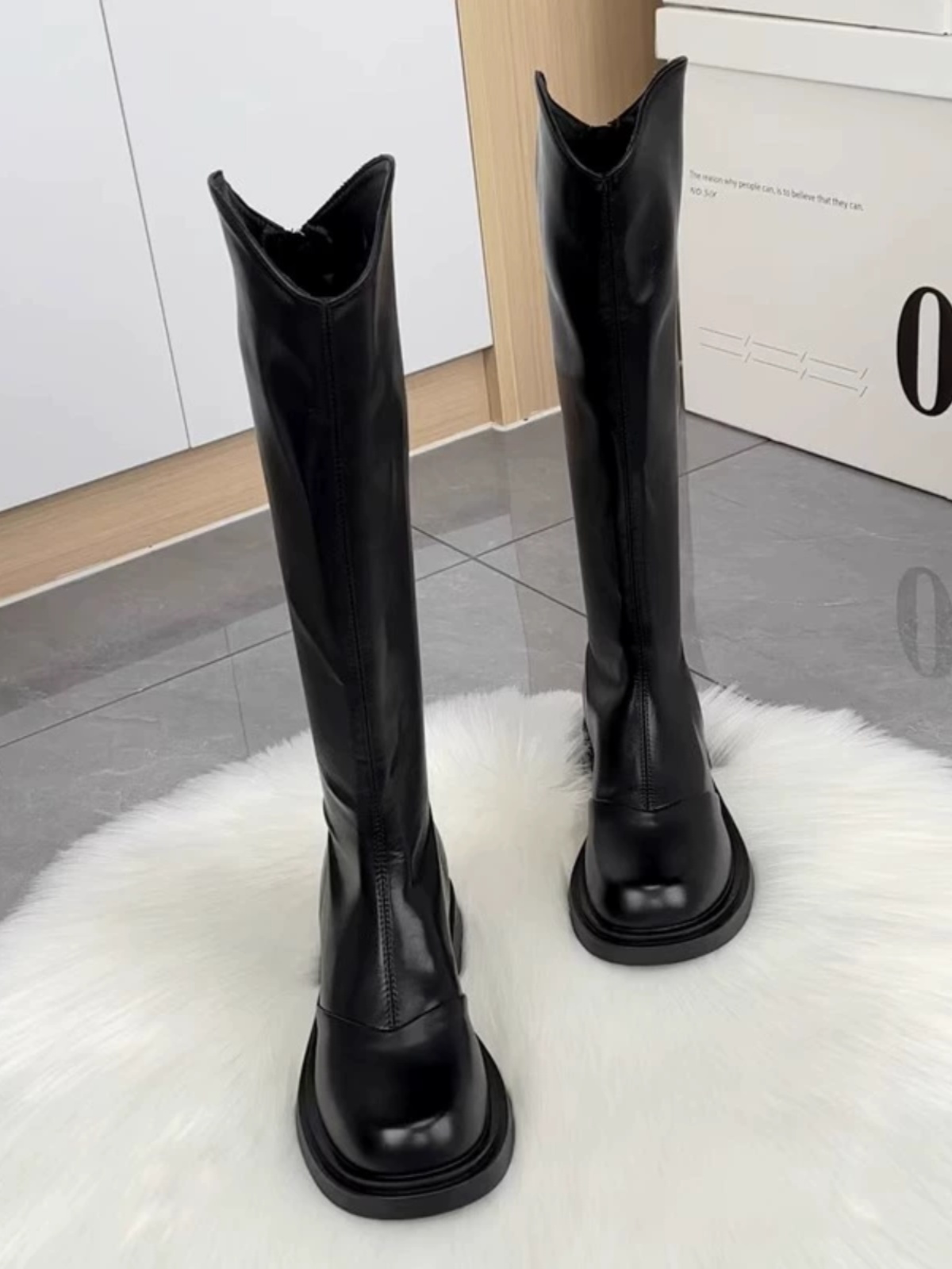 真皮厚底骑士靴女2025年秋冬新款显瘦不过膝长筒靴网红高筒瘦瘦靴