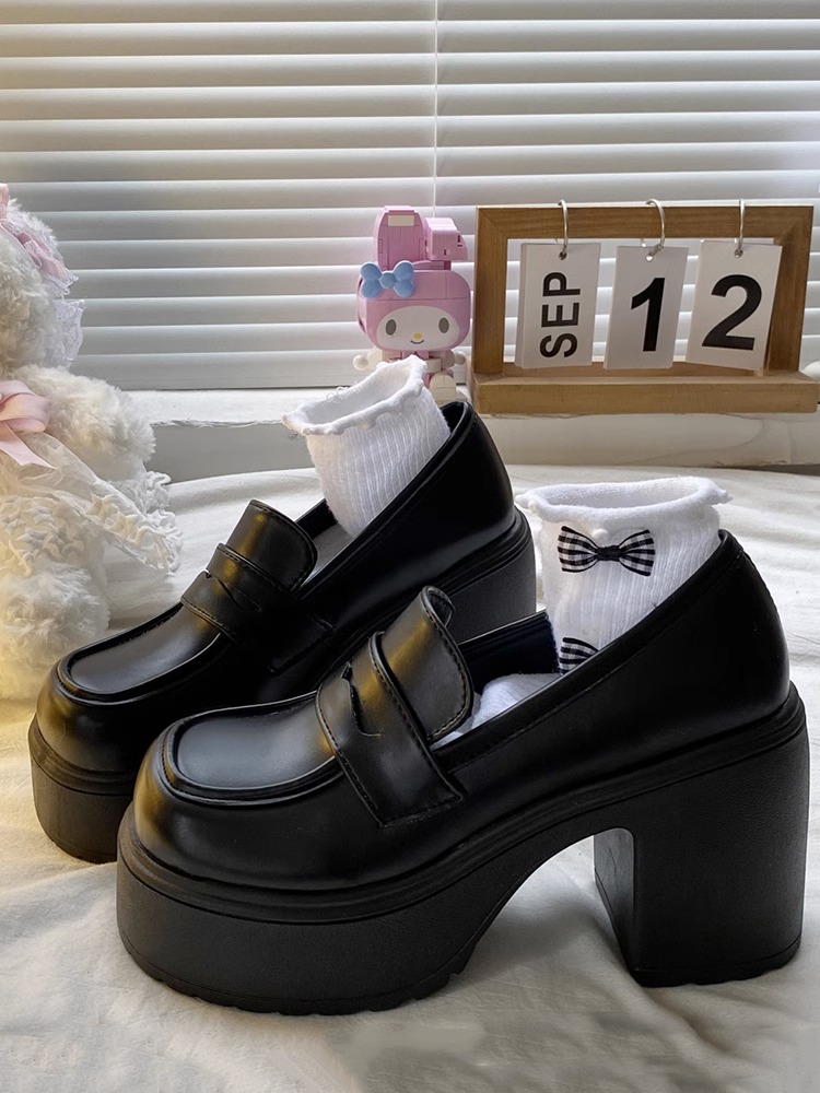 法式小皮鞋女鞋超高跟2025年春秋季新款复古jk单鞋厚底粗跟乐福鞋