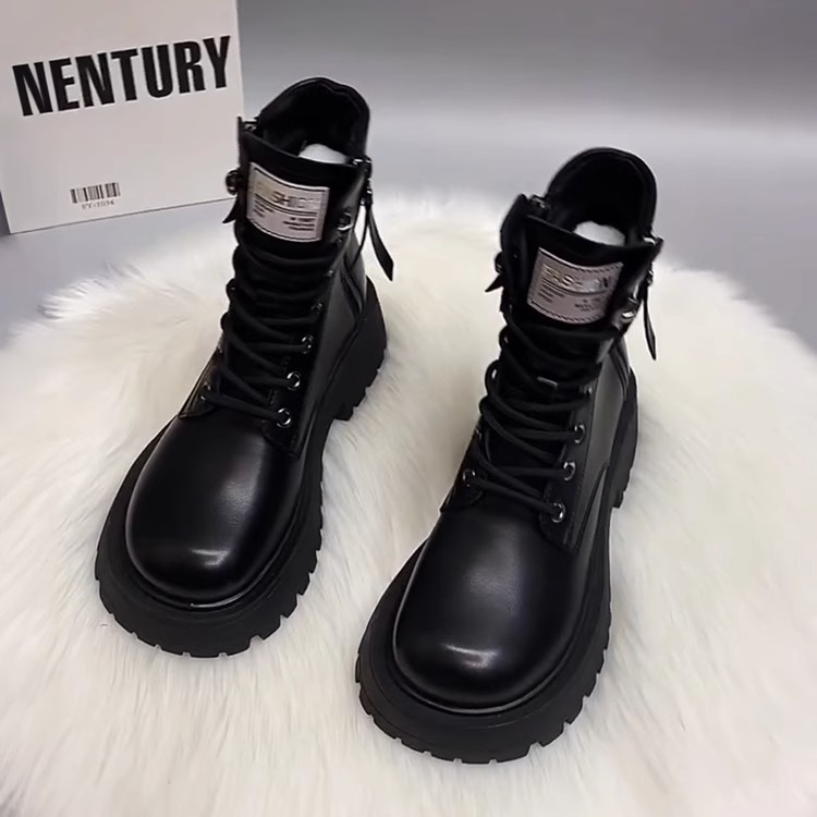 真皮厚底爆款马丁靴女英伦风2025秋冬季新款超火单靴网红休闲短靴