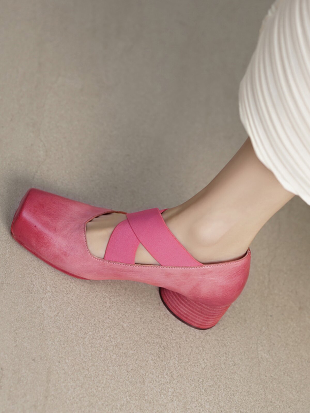 LE MAGNETIC WASHED HORSESKIN PIGNOSE BALLET SHOES WOMENS SINGLES SHOES WOMENS PUMPS SOFT MARYAN JANE SHOES