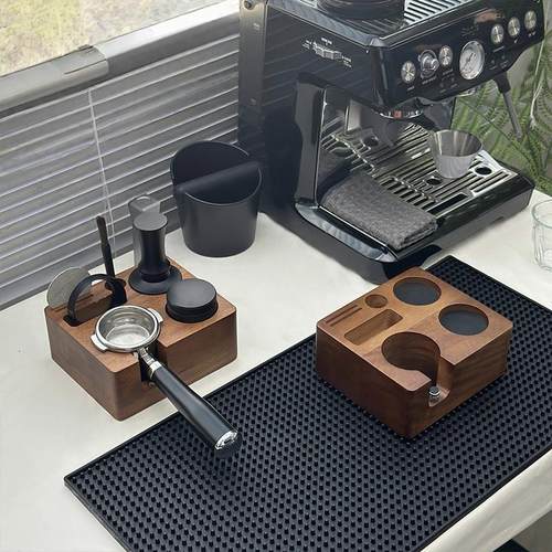 51/54mm咖啡压粉座手柄支撑架可调节多功能实木压粉底座58mm通用