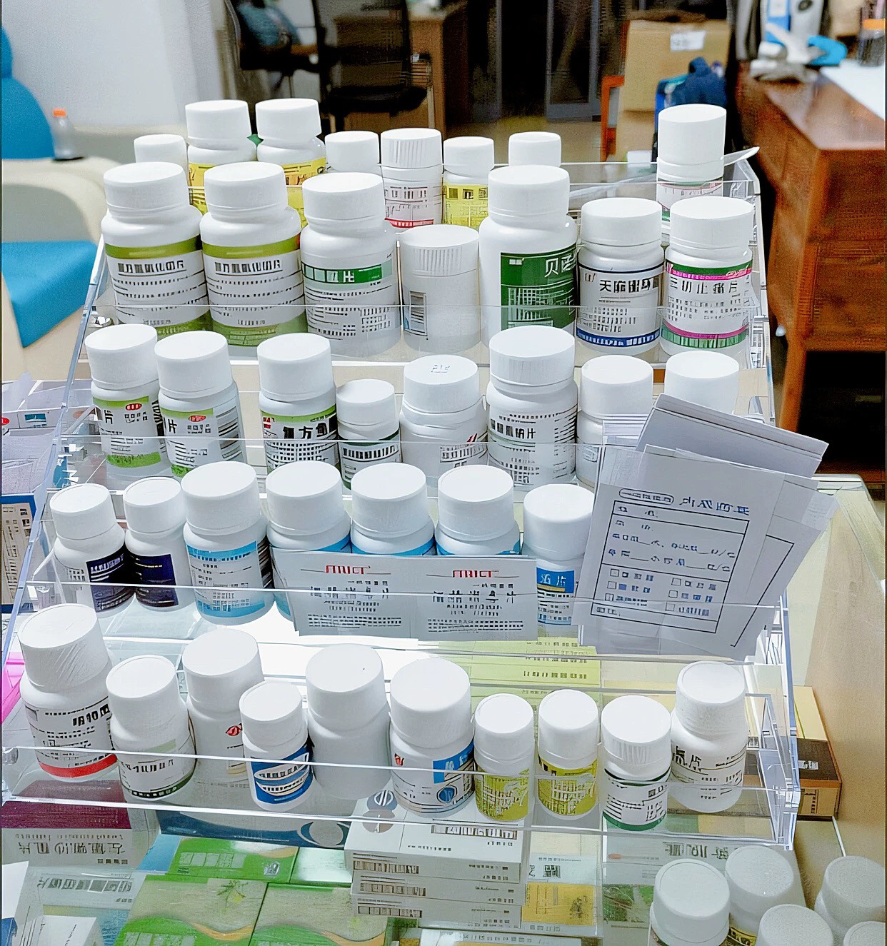 药品小货架卫生所药品架子拆零架桌面收纳盒