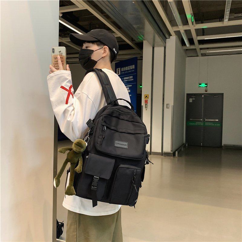 书包男士高中生高颜值双肩包大容量男女新款港风高级感时尚大学生