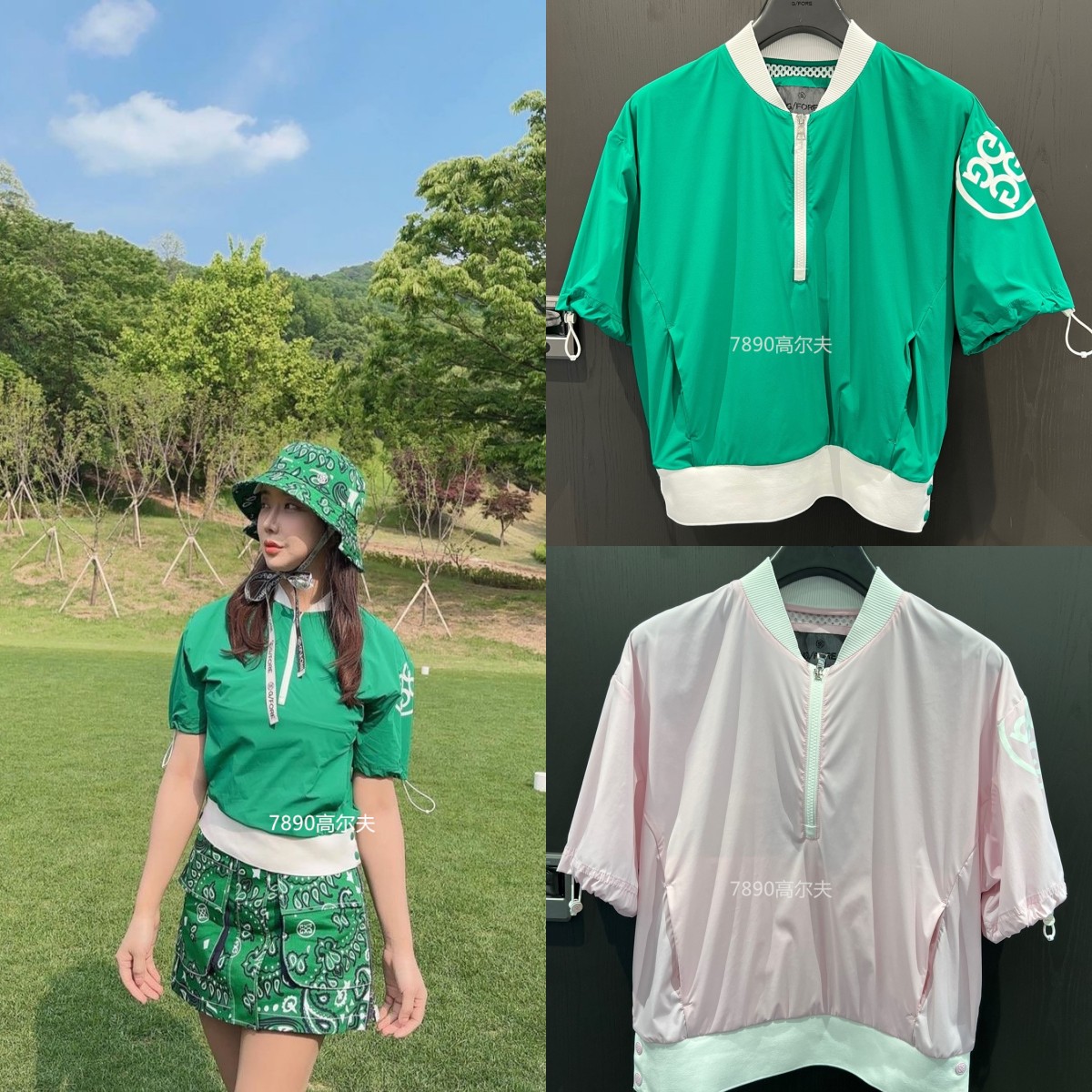 GFORE高尔夫女装23夏季半拉链套头短袖上衣棒球领韩国代购G4折扣-封面