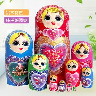 俄罗斯套娃10层儿童益智女生可爱中国风创意木质手工艺礼品玩具