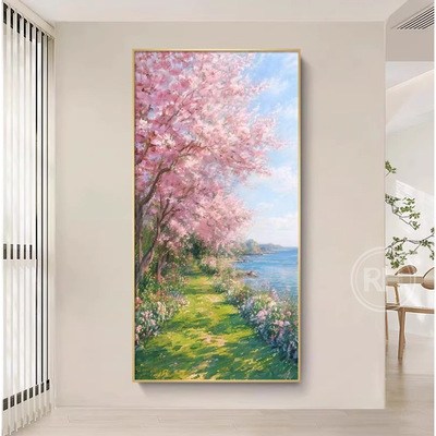 纯手绘油画新春入户玄关挂画客厅沙发背景装饰画大芬村油画