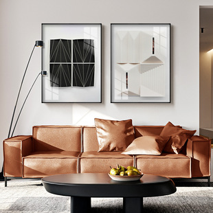 色巧现代简约黑白灰工作室装饰画艺术样板间客厅壁画立体感挂画