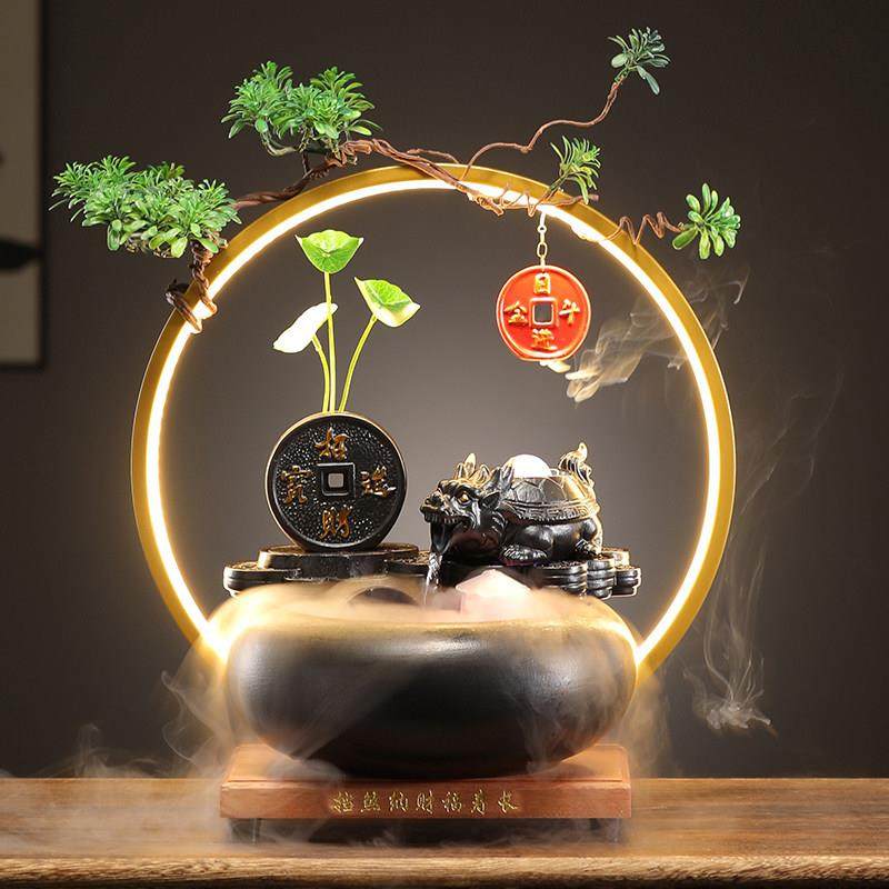 中式客厅流水摆件循环水招财龙龟金蟾办公室水系景观乔迁开 业礼,家居饰品,装饰摆件,淘宝优惠券,粉丝福利购,淘宝优惠卷