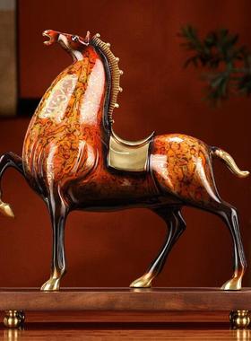大漆工艺全铜马摆件 马到成功玄关客厅书房办公室装饰品乔迁礼品
