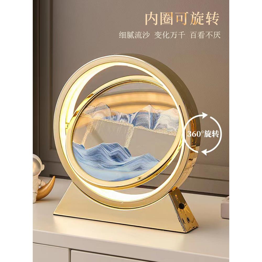 流沙画摆件3d立体沙漏夜灯小台灯创意客厅卧室桌面装饰品生日礼物图片