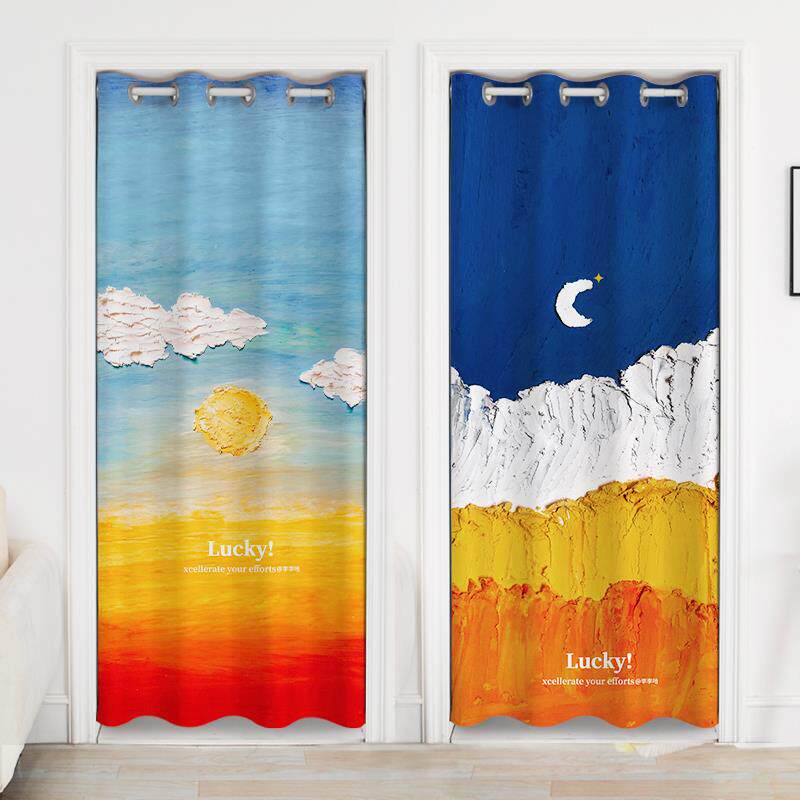 网红门帘隔断帘家用免打孔卫生间客厅过道空调挡风布帘隔冷气定制