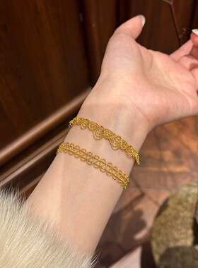 本鹿珠宝 ·缎带水波纹蕾丝手链眼睫毛造型时尚奢华款式 纯银手链