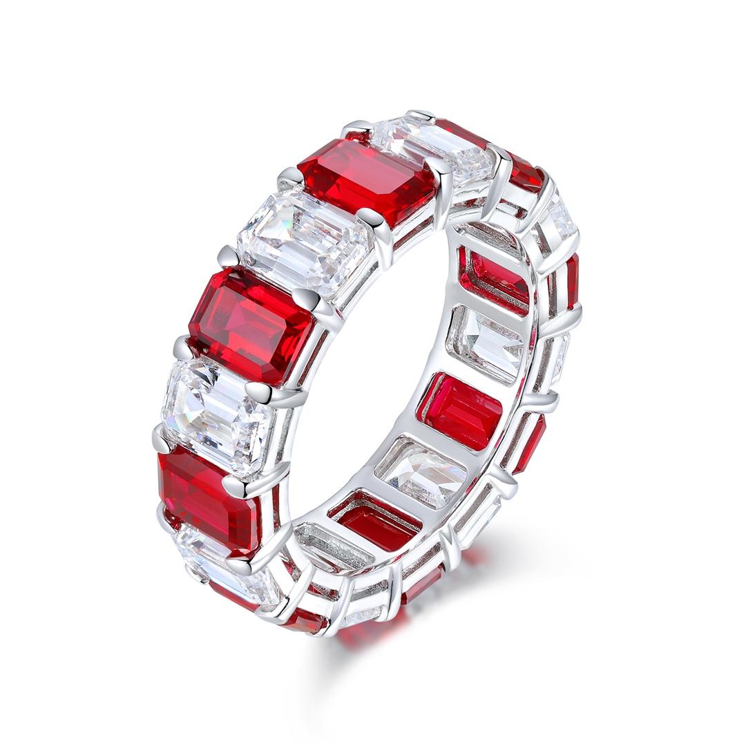 s925银培育红宝戒指 主石：3.35ct 副石：6.624ct 总重：5.83g
