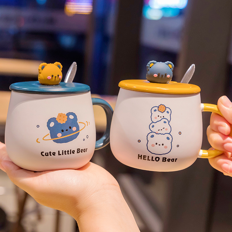 【官方旗舰】陶瓷马克杯带盖儿童家用喝水男生水杯女生新款2025高