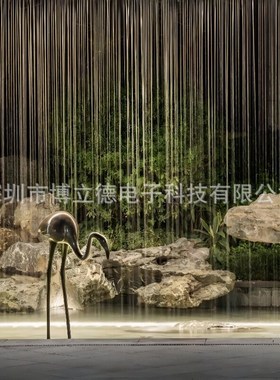 光纤帘钢丝线商业拉线水帘流水墙商用水幕隔断水景景观人造