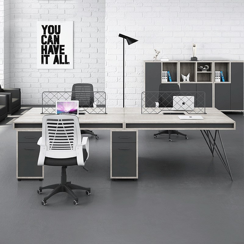 工业风办公家具职员办公桌现代简约屏风桌四人位组合创意员工桌椅