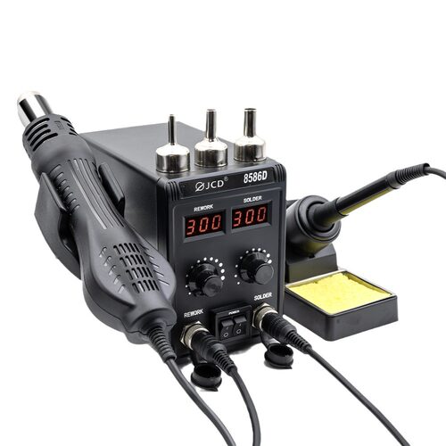 JCD 8586D热风枪二合一焊台700W 数显调温焊接维修电烙铁焊台休眠