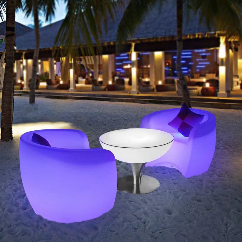 网红发光酒吧桌椅组合ktv包厢简约茶几户外休闲创意圆形咖啡小桌