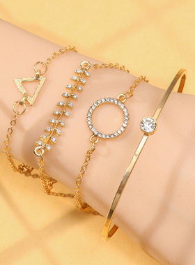 欧美跨境爱心打结合金手镯套装