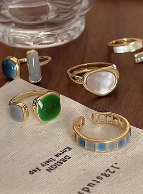 戒指设计感高级感女时尚个性 冷淡风小众日式轻奢欧美ins祖母绿指