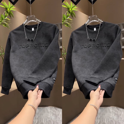 钢印迎曾休闲套头圆领卫衣