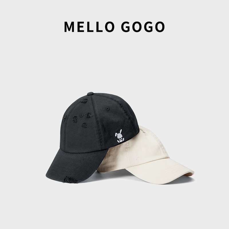 Mellogogo水洗破洞棒球帽情侣