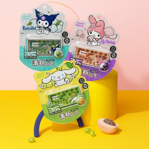 呼嘎啵咔薄荷爆珠丸无糖双味IP联名款益生菌清新口气爆珠糖